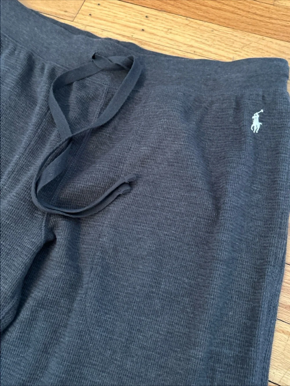 POLO RALPH LAUREN Men's Waffle Knit Lounge Jogger Pants in Gray Large Drawstring